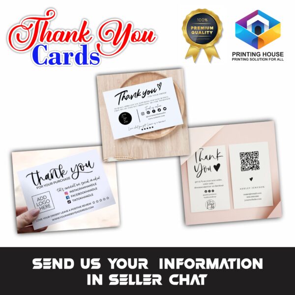 Customizable Elegant Best Thank You Cards for Small Businesses 2 x 3.5 inches Pack of 50 / 100 Professional Thank You Cards for Online Retailers Local Stores Customizable Design