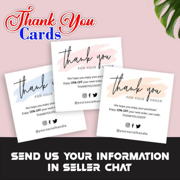 Customizable Elegant Best Thank You Cards for Small Businesses 2 x 3.5 inches Pack of 50 / 100 Professional Thank You Cards for Online Retailers Local Stores Customizable Design - Image 3